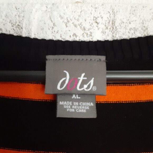 Dots Vibrant Stripe Top sz XL Ribbed Hot Pink Orange Black - Picture 5 of 7